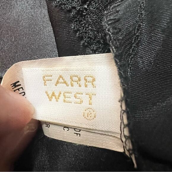 Farr West Black Lace Trim Full Slip Dress – Size Medium – Made in USA - Vintage - Picture 6 of 7